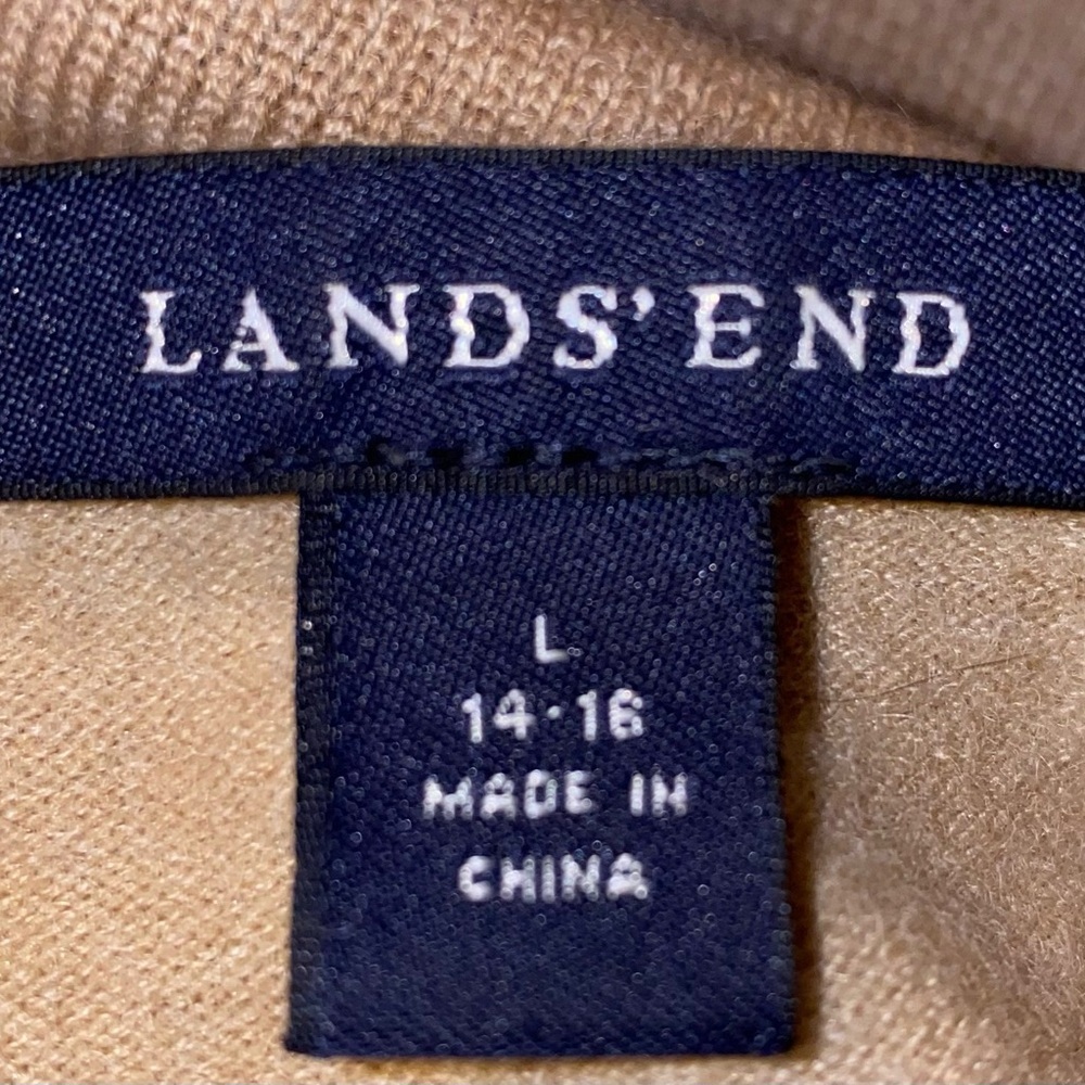 LAND’S END cashmere turtleneck long sleeve classic sweater tan FLAWED size L - Picture 4 of 11